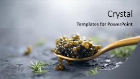  Presentation with sturgeon - Presentation featuring up delicatessen texture of expensive background and a sky blue colored foreground