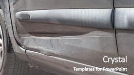  Presentation with car door - Cool new slide set with up detail of a dent backdrop and a gray colored foreground