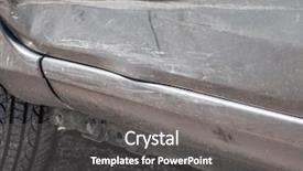  Presentation with car door - PPT theme featuring up detail of a dent background and a gray colored foreground