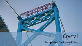  Presentation with detroit - Theme with up detail of ambassador bridge background and a teal colored foreground