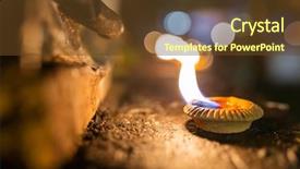  Presentation with candle - PPT theme with up during loy krathong celebration background and a tawny brown colored foreground