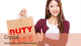  Presentation with duty free shopping - Colorful slide set enhanced with up for showing duty free backdrop and a coral colored foreground