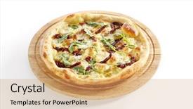  Presentation with italian food cooking tomatoes basil - Beautiful presentation design featuring up fresh italian bread tortilla backdrop and a coral colored foreground