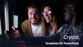  Presentation with friends - Cool new PPT layouts with up friends discussing new information backdrop and a wine colored foreground