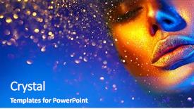  Presentation with blue metallic - Cool new slide deck with up glitter metallic shine golden backdrop and a cobalt blue colored foreground