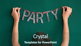  Presentation with anonymous - Presentation theme with up glittery sparkly message bunting background and a ocean colored foreground