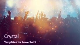  Presentation with concert band dancing - Amazing PPT layouts having up hands dancing in nightclub backdrop and a wine colored foreground