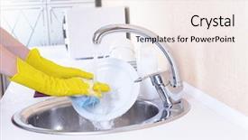  Presentation with surgical hand washing - Beautiful PPT theme featuring up hands of woman wash backdrop and a sky blue colored foreground