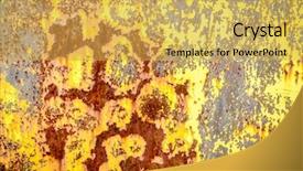 Presentation with metal corrosion rusted - Beautiful slides featuring rusting - close-up image of rusted metal backdrop and a yellow colored foreground