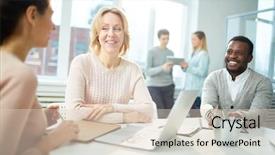  Presentation with team discussion - Amazing presentation theme having up in ambitious project discussion backdrop and a  colored foreground