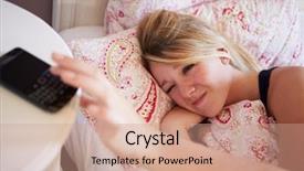  Presentation with teenage girl - Slide deck having up in bed and turn background and a coral colored foreground