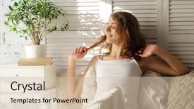  Presentation with healthy lifestyle - Colorful PPT theme enhanced with up in her bed fully backdrop and a  colored foreground