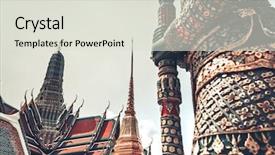  Presentation with landscape architecture - PPT theme having up in royal grand king background and a sky blue colored foreground