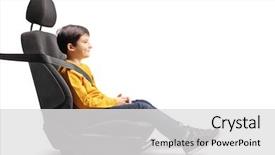  Presentation with car seat - Slide deck with up isolated on white background background and a light gray colored foreground