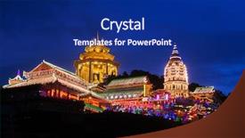  Presentation with lok - Beautiful presentation theme featuring up kek lok si temple backdrop and a navy blue colored foreground