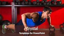  Presentation with strength - Presentation design with up man strength pushup exercise background and a tawny brown colored foreground