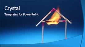  Presentation with fuse - Colorful slide deck enhanced with up matchstick house is burning backdrop and a navy blue colored foreground