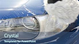  Presentation with car cleaning - Audience pleasing PPT theme consisting of up of a man cleaning backdrop and a ocean colored foreground