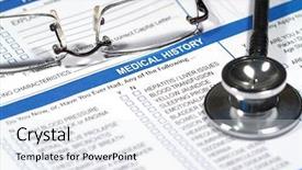  Presentation with history - Beautiful PPT theme featuring up of a medical history backdrop and a sky blue colored foreground