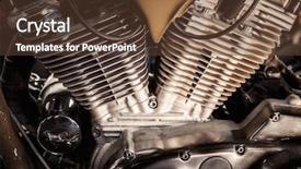  Presentation with motorcycle engine - PPT theme having up of a motorcycle engine background and a tawny brown colored foreground