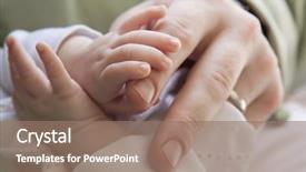  Presentation with newborn baby hospital - PPT theme featuring up of a newborn baby background and a coral colored foreground