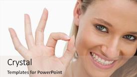  Presentation with close up of young girls - Colorful slide deck enhanced with up of a young woman backdrop and a  colored foreground