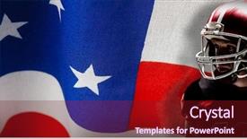  Presentation with american football and helmet on field - Slides having up of an american flag background and a  colored foreground