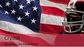  Presentation with american football - Beautiful PPT theme featuring up of an american flag backdrop and a  colored foreground
