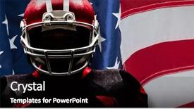  Presentation with american football and helmet on field - PPT theme having up of an american flag background and a  colored foreground