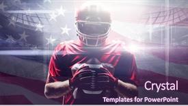 Presentation with american football and helmet on field - Colorful slides enhanced with up of an american flag backdrop and a violet colored foreground
