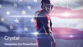  Presentation with american football and helmet on field - Beautiful theme featuring up of an american flag backdrop and a ocean colored foreground