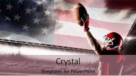  Presentation with american football - Audience pleasing PPT theme consisting of up of an american flag backdrop and a coral colored foreground