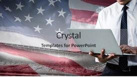  Presentation with american flag - Slide deck enhanced with up of an american flag background and a light gray colored foreground