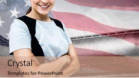  Presentation with chinese american - PPT layouts enhanced with up of an american flag background and a coral colored foreground