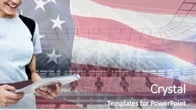  Presentation with close up of digital multimeter - Colorful PPT layouts enhanced with up of an american flag backdrop and a violet colored foreground