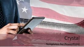  Presentation with american flag - Cool new slides with up of an american flag backdrop and a violet colored foreground