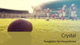  Presentation with football players field - Presentation theme featuring up of an american football background and a gold colored foreground