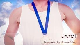  Presentation with medal - Cool new theme with up of athlete with olympic backdrop and a lemonade colored foreground