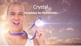  Presentation with medal - Colorful presentation enhanced with up of athlete with olympic backdrop and a coral colored foreground