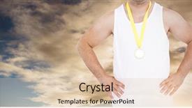  Presentation with medal - Presentation design with up of athlete with olympic background and a lemonade colored foreground