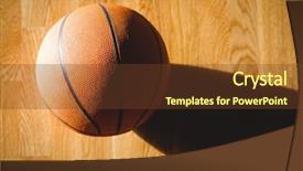  Presentation with a wood basketball court - Amazing slide deck having up of basketball on hardwood backdrop and a  colored foreground