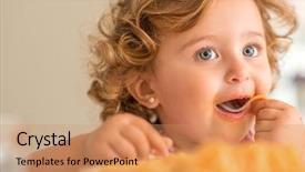  Presentation with spaghetti - Colorful theme enhanced with up of beautiful blond child backdrop and a coral colored foreground