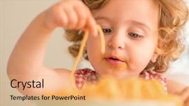  Presentation with child in a hindu home - Slide deck featuring up of beautiful blond child background and a coral colored foreground