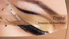  Presentation with eye - Cool new slide set with up of beautiful womanish eye backdrop and a coral colored foreground