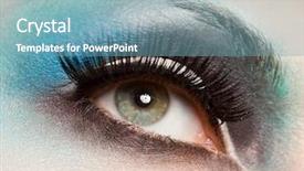  Presentation with eye wash - PPT theme enhanced with up of beautiful womanish eye background and a teal colored foreground