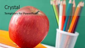  Presentation with stack - Beautiful PPT theme featuring up of big red apple backdrop and a seafoam green colored foreground