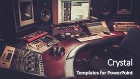  Presentation with recording studio - Presentation theme consisting of up of boutique recording studio background and a wine colored foreground