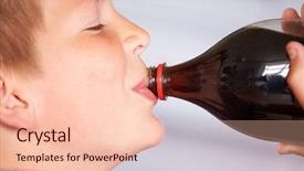  Presentation with soda - Cool new presentation design with up of boy drinking soda backdrop and a lemonade colored foreground