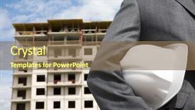  Presentation with builder - Beautiful presentation design featuring up of builder holding helmet backdrop and a  colored foreground