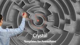  Presentation with way - Slide deck featuring up of businessman drawing way background and a gray colored foreground